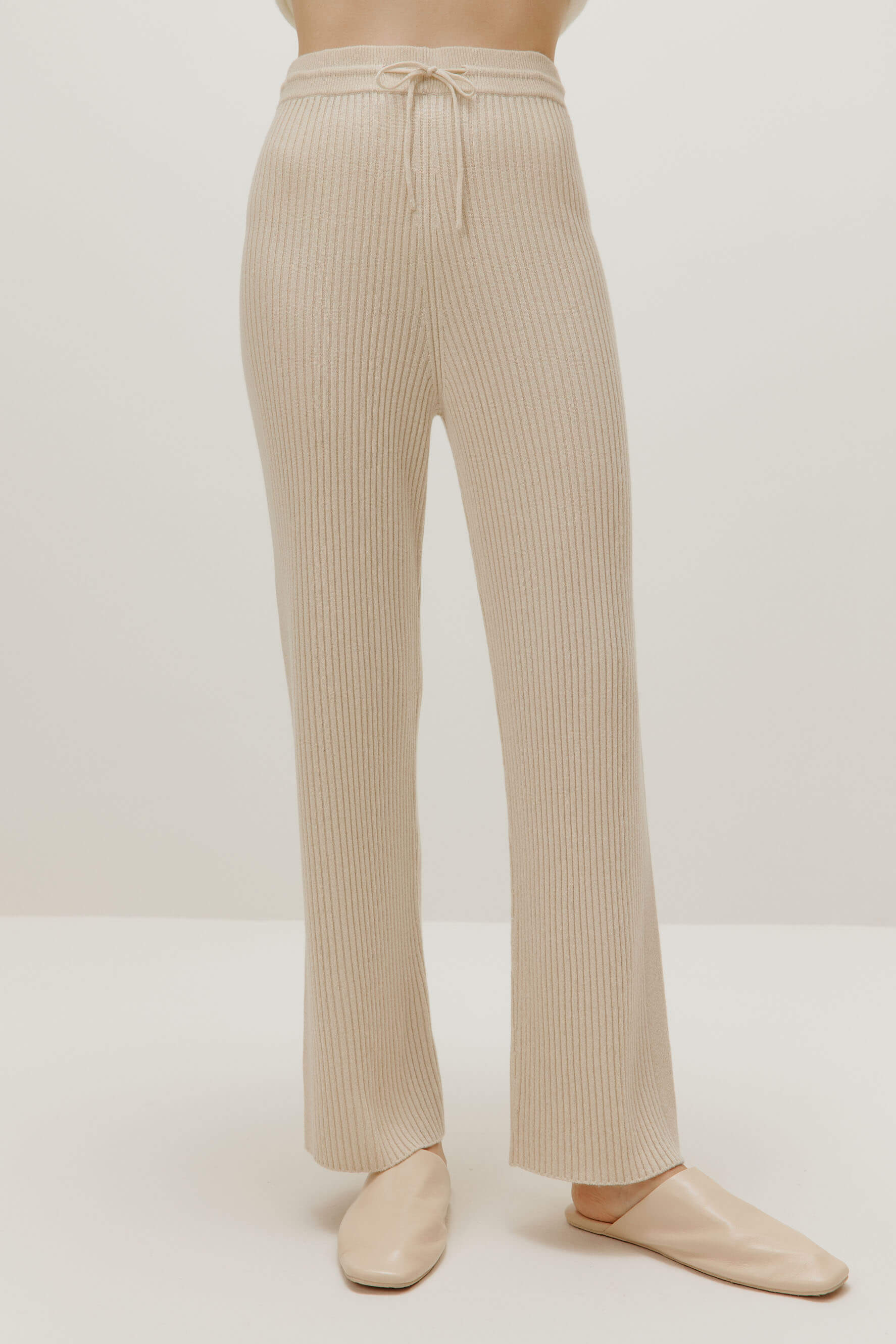 knit dress pants Polished Path Beige Knit Wide Leg Pants