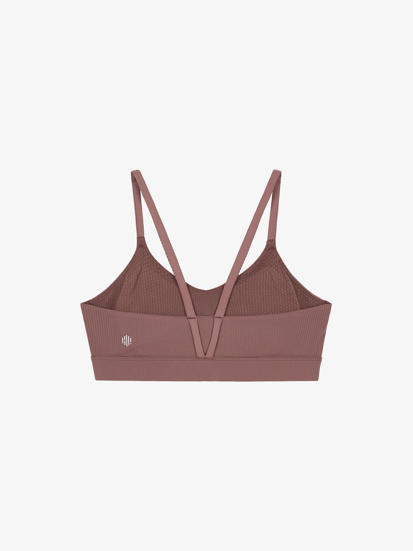 Flat lay of mauve sports bra