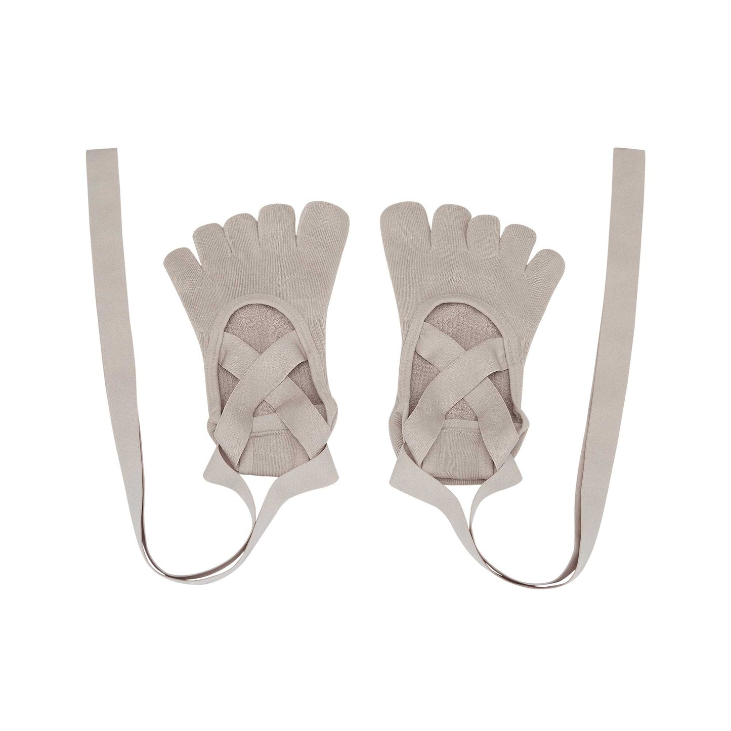 Flat lay of gray barre socks