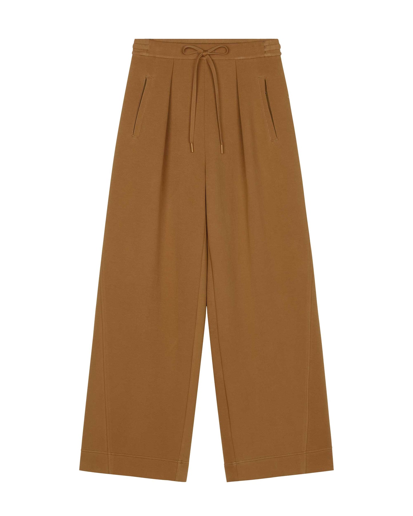 image of caramel wide leg pants