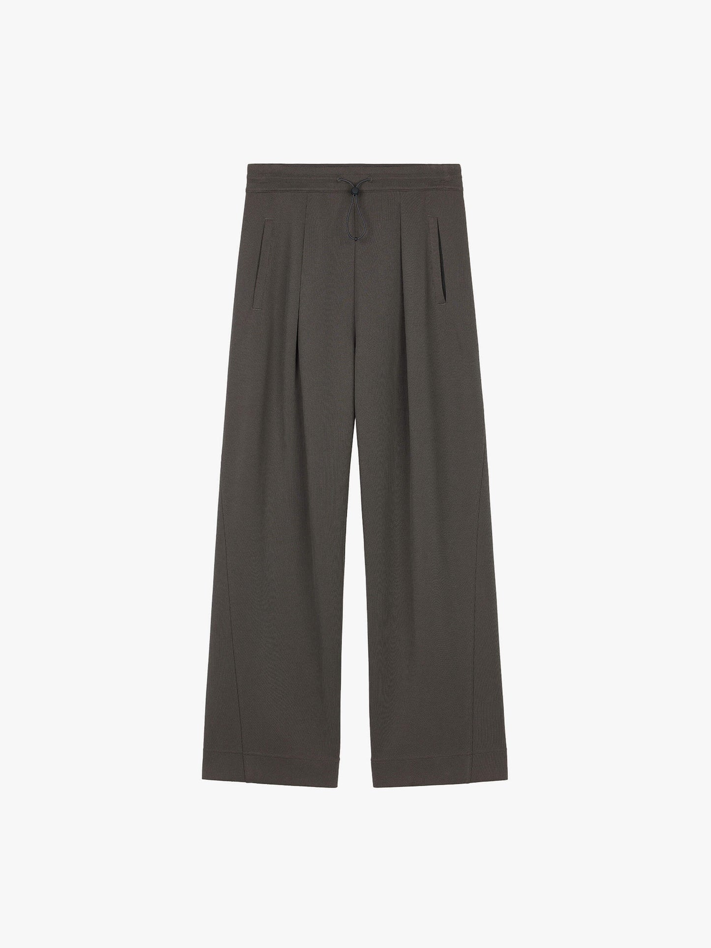 flat lay of dark gray wide leg pants