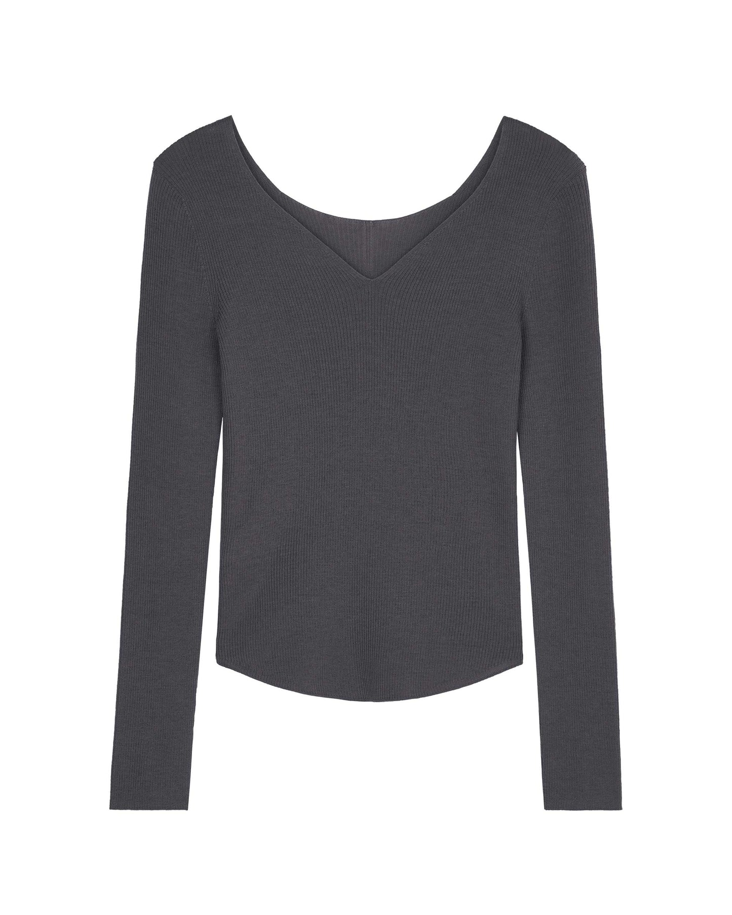 flat lay image of purple v neck sweater