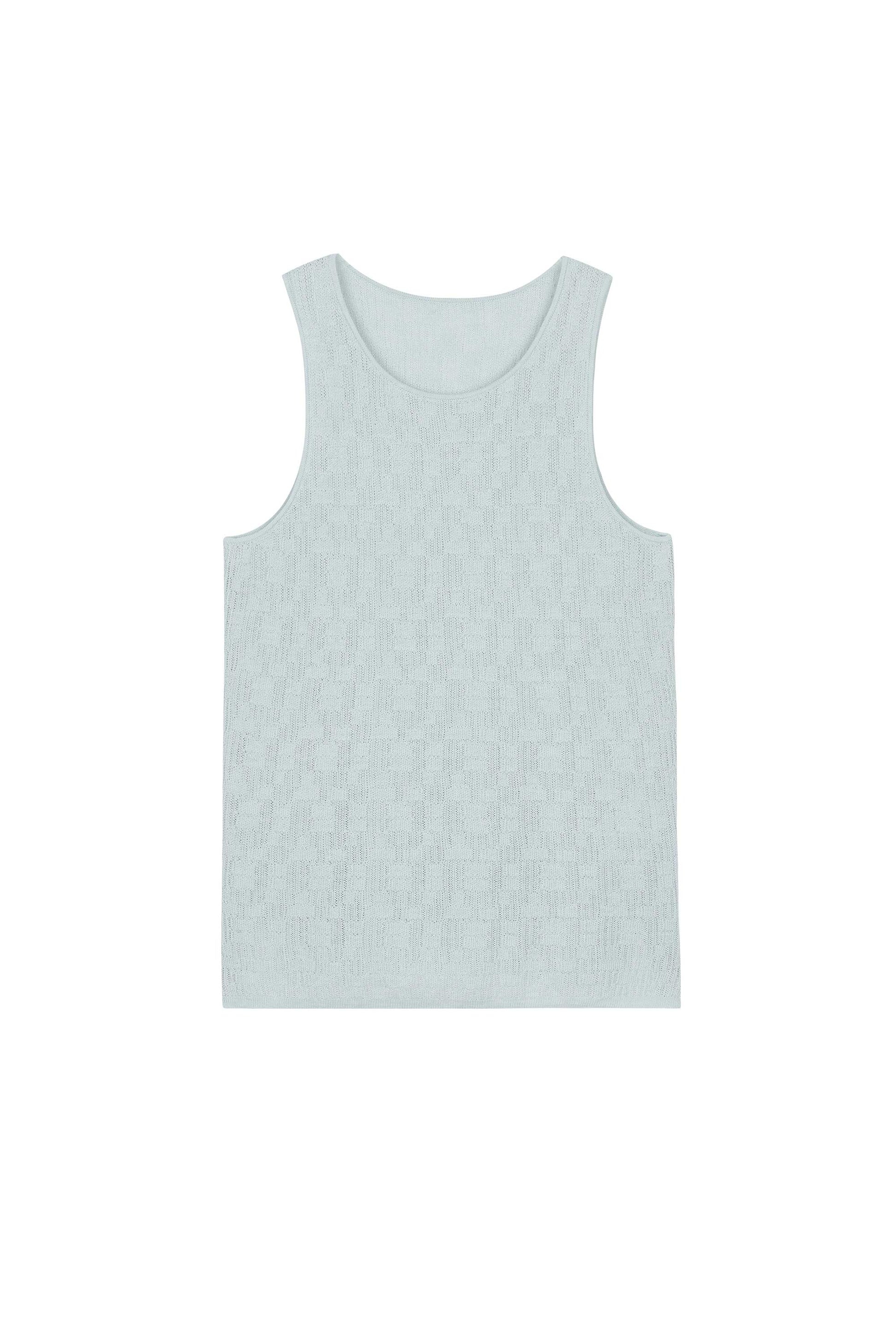 flat lay of light blue tank