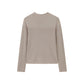 a grey silky wool mock neck sweater from back