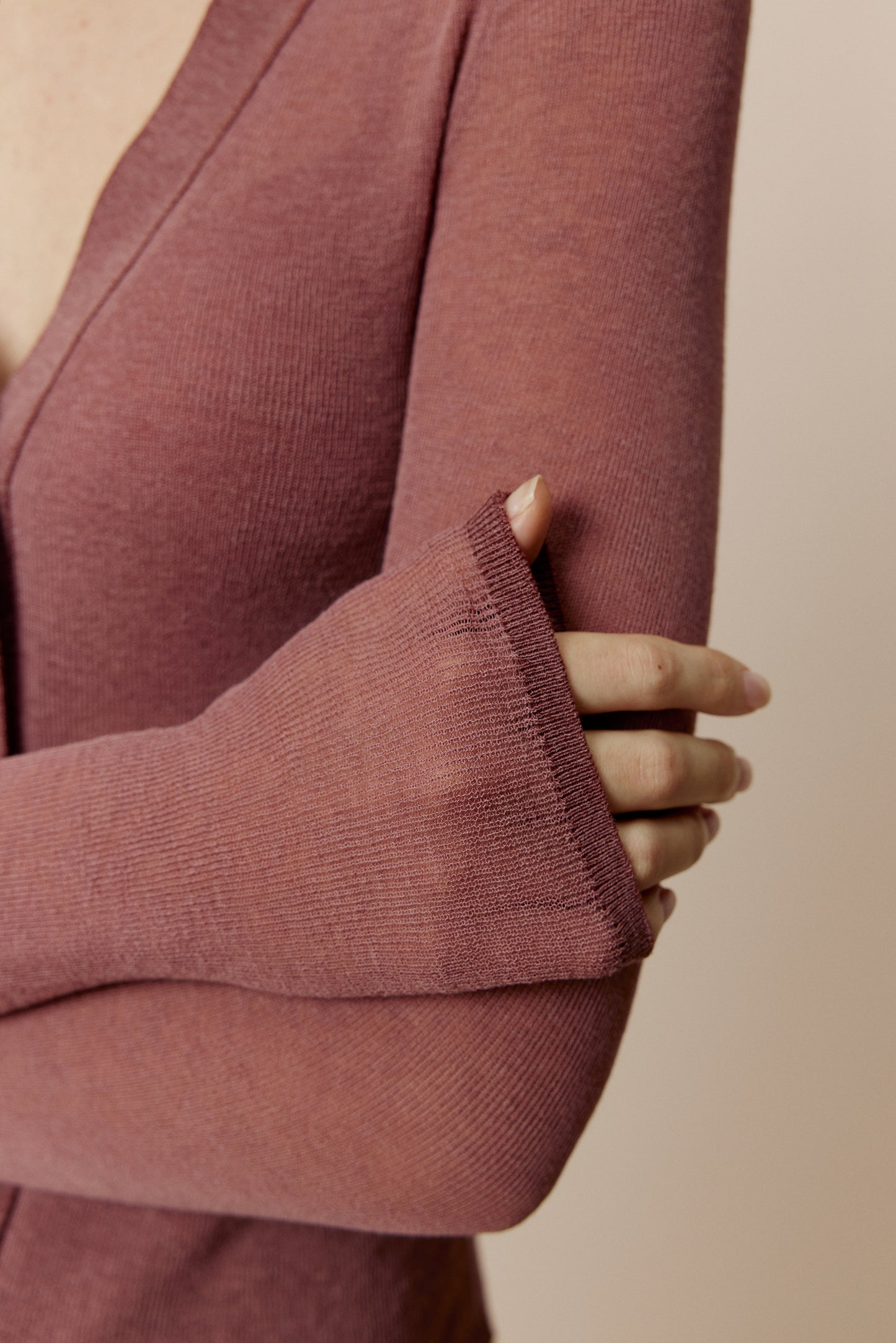 close up view of Red Knitted Cardigan