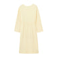 flay lay image of the long sleeve yellow pajama dress with waist drawstring from back