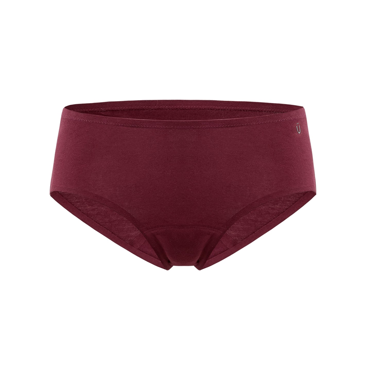 Flat lay of burgundy briefs
