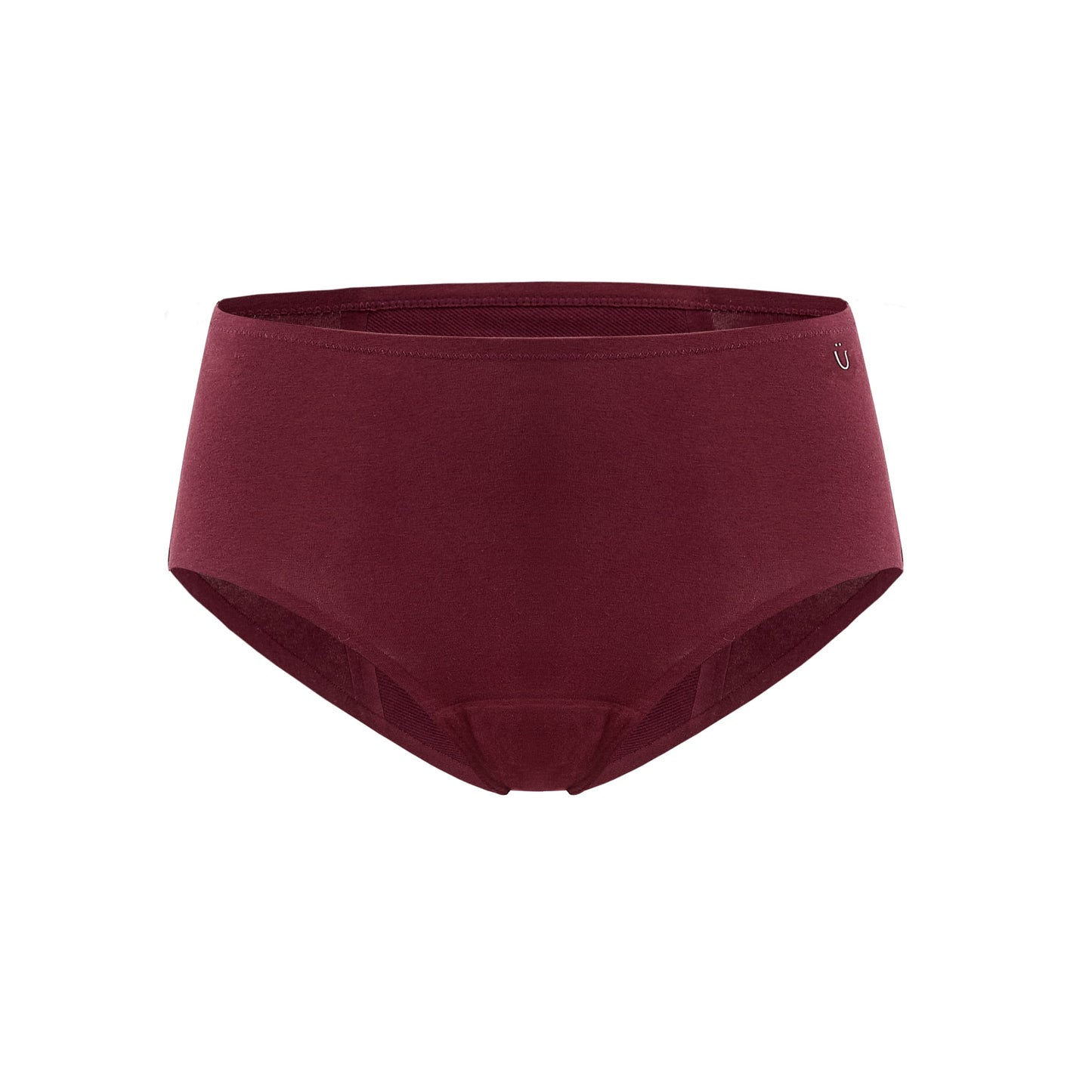 Flat lay of burgundy briefs