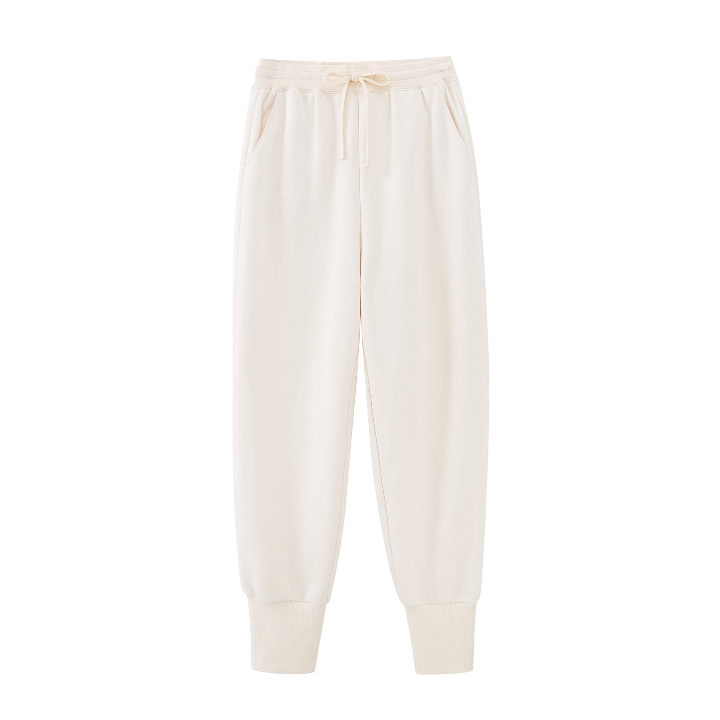 flat lay of white pants