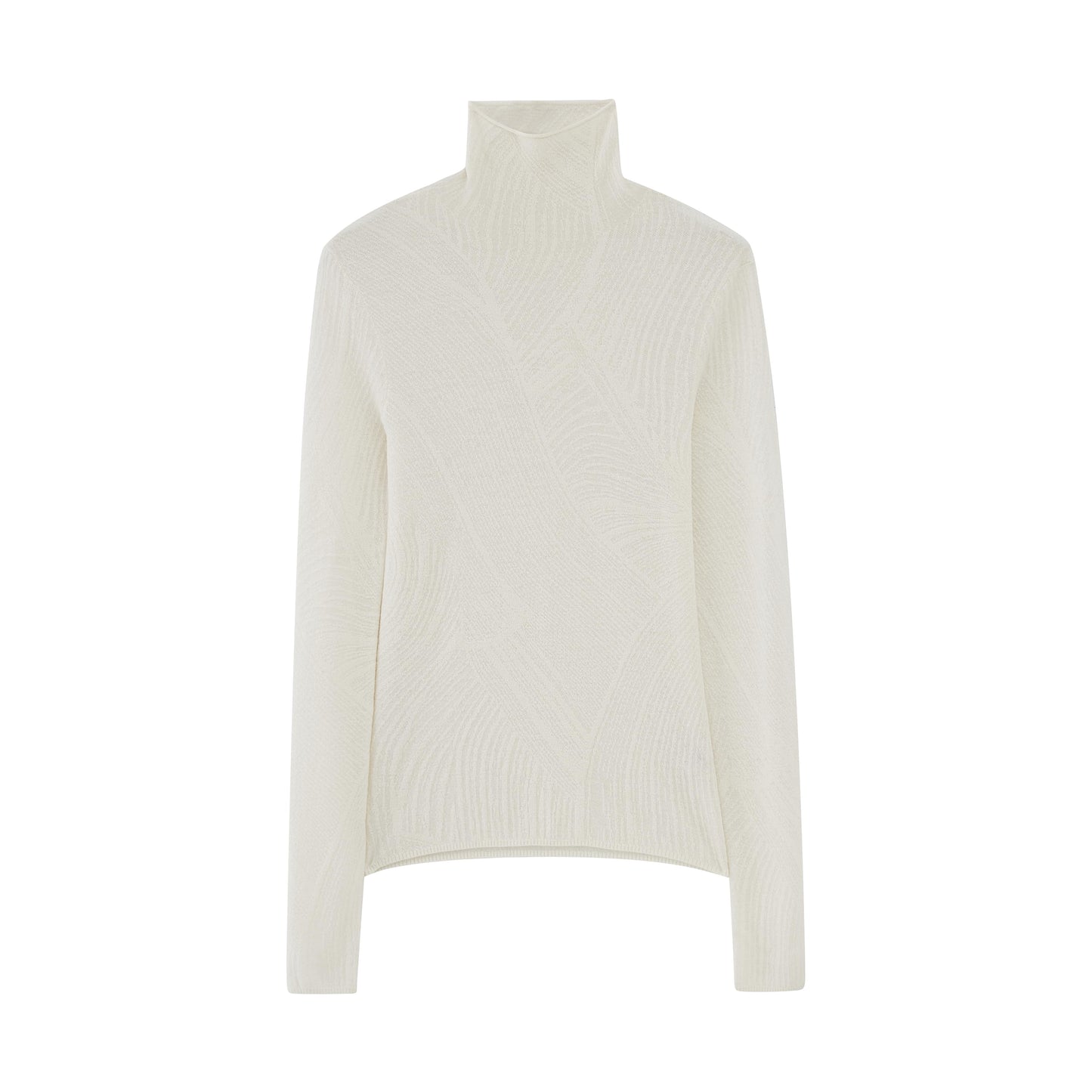flat lay of white turtleneck sweater
