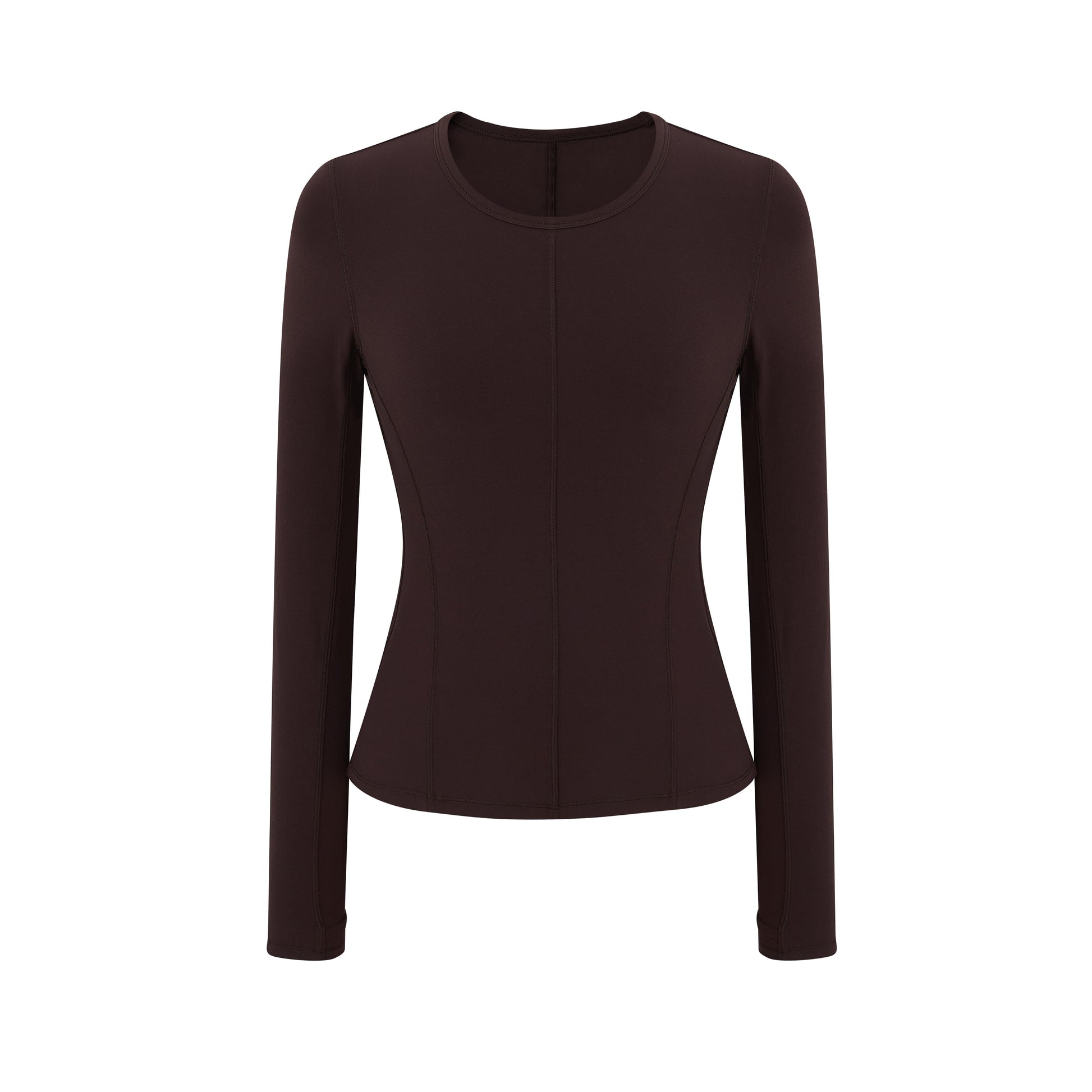 a brown mousse long sleeve sports top