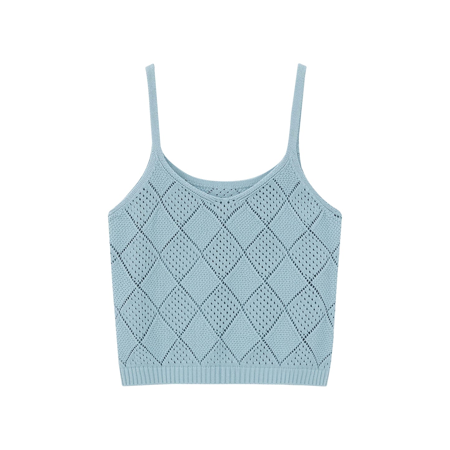 Flat lay of blue tank top.