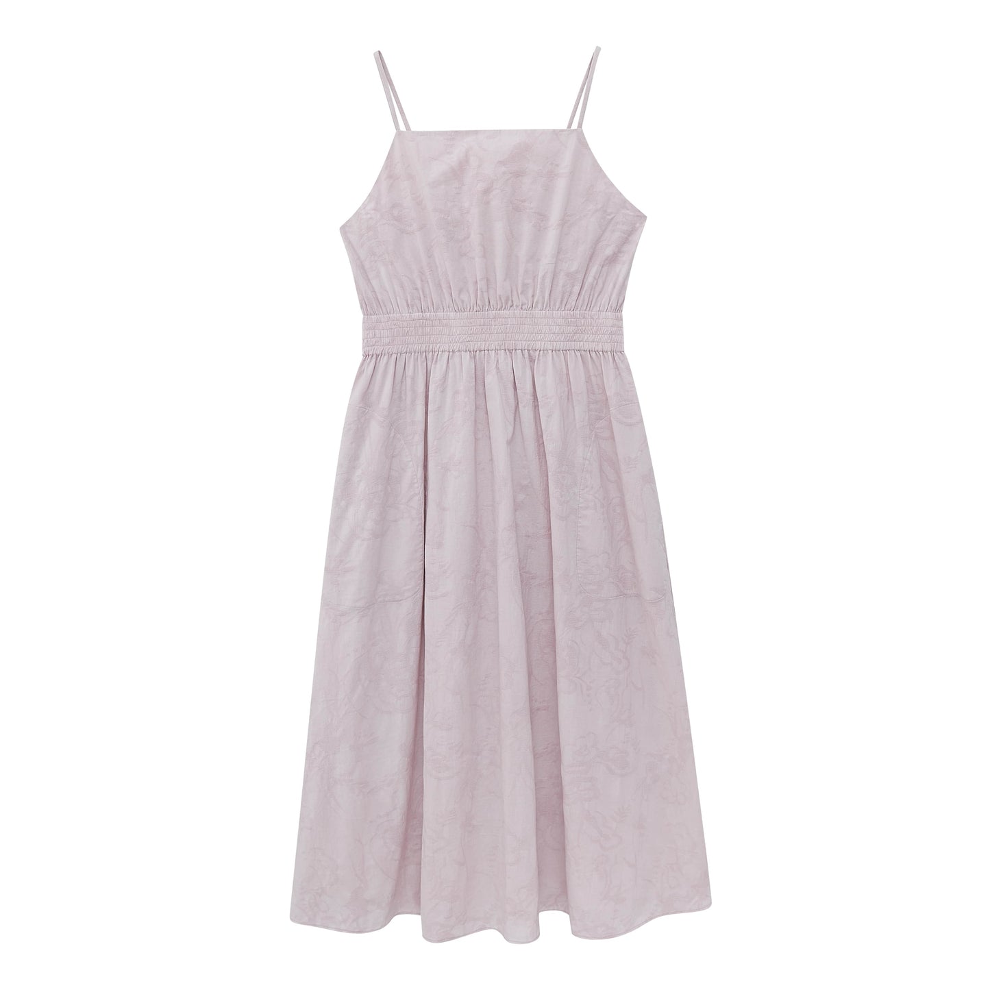 Flat lay of light purple maxi dress.