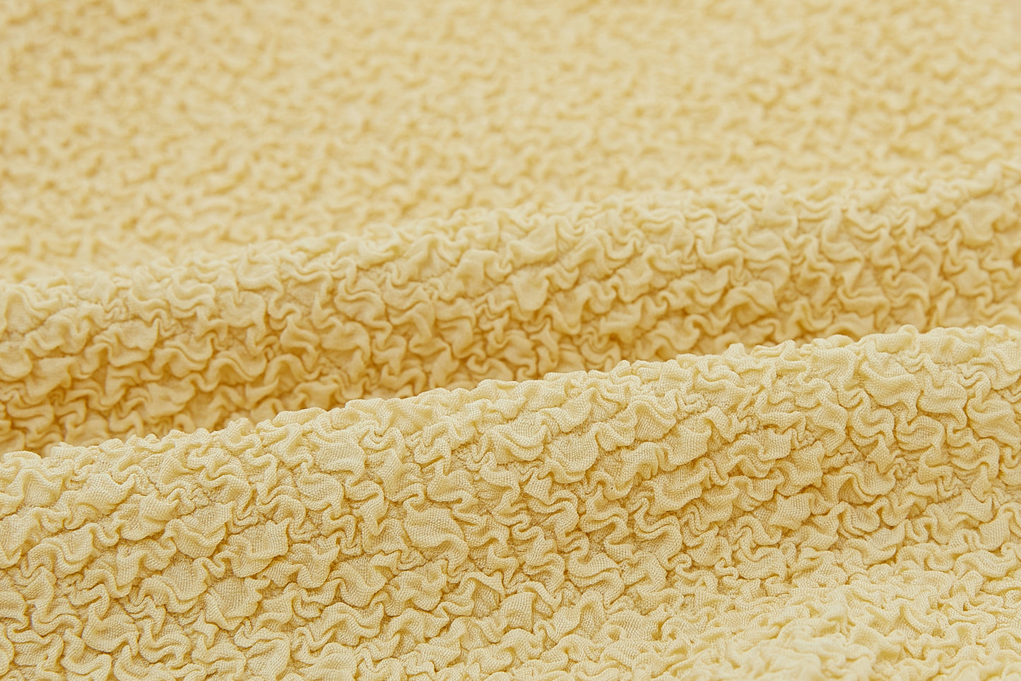 closeup of seersucker yellow fabric