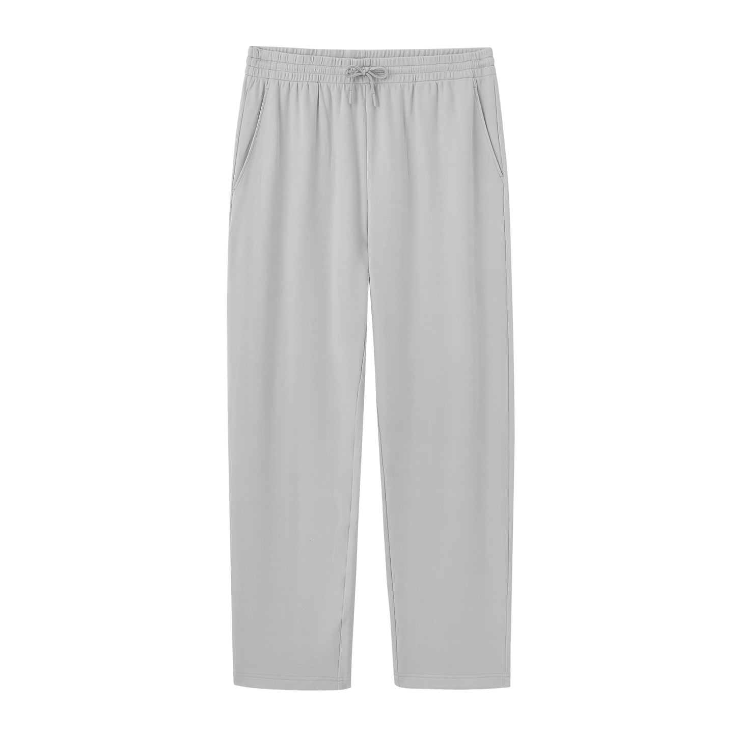 silver men's lounge pants flat lay