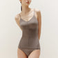 woman in brown camisole and brief