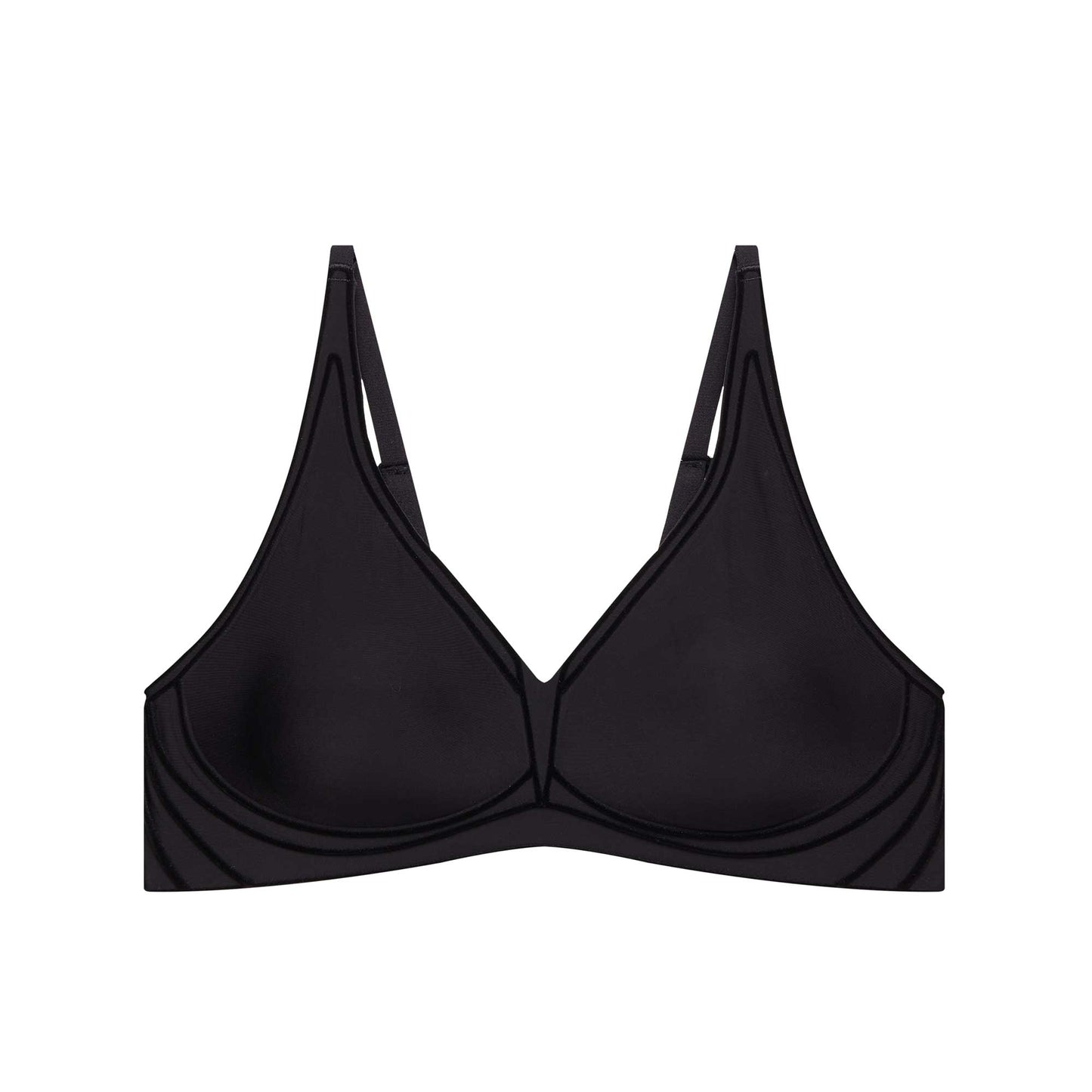 flat lay image of the black bra