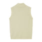a white silky wool mock neck sleeveless sweater from back