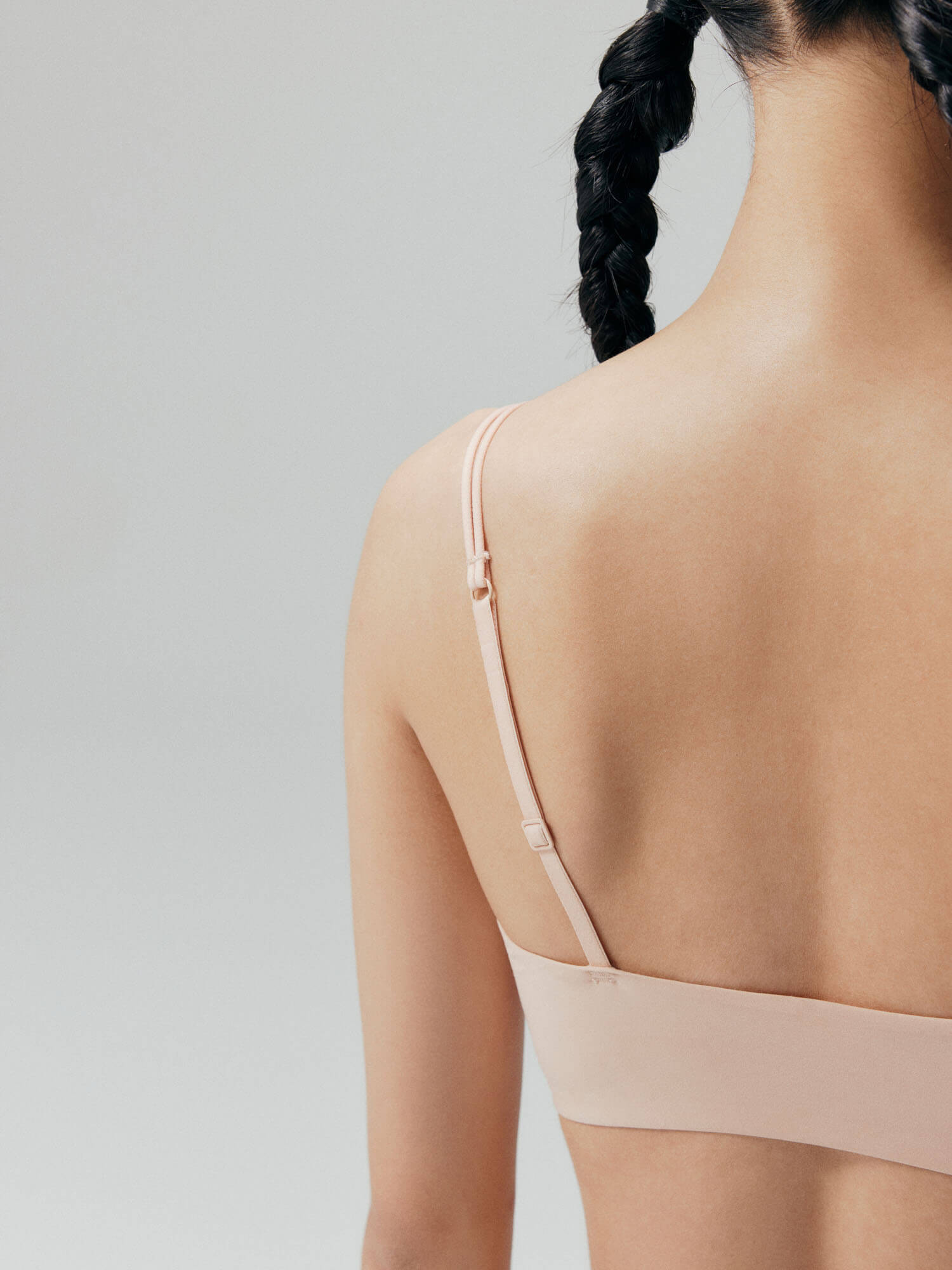 Closeup of adjustable bra straps 