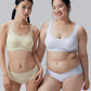 Two models wearing Barely Zero bra and brief set.