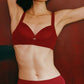 Woman wearing a red bra