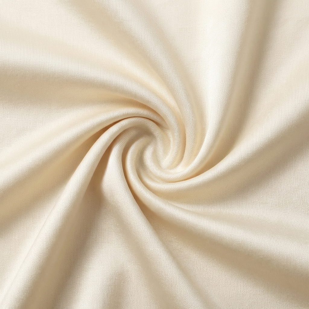 Close-up of beige fabric with a swirl pattern