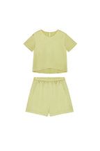 satin green short sleeve and shorts set