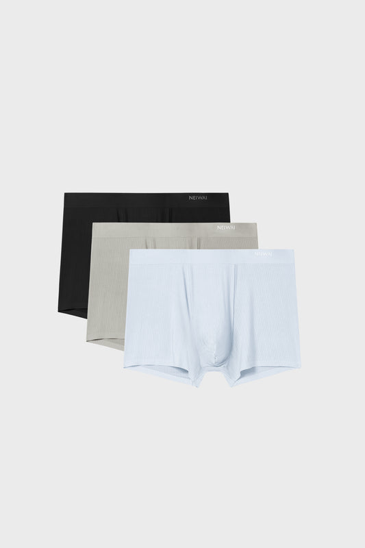 three pack men's briefs with black, grey and blue color.