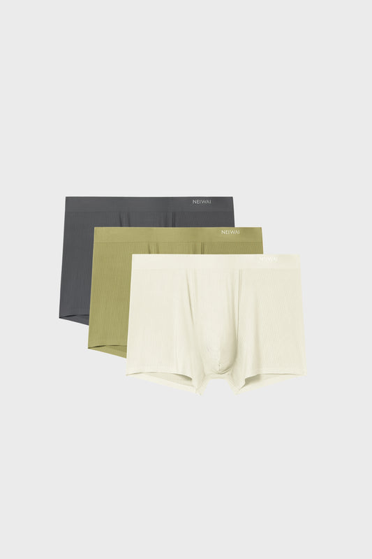 three pack men's briefs with grey, green and white color