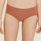 Front view of woman wearing rust-colored underwear