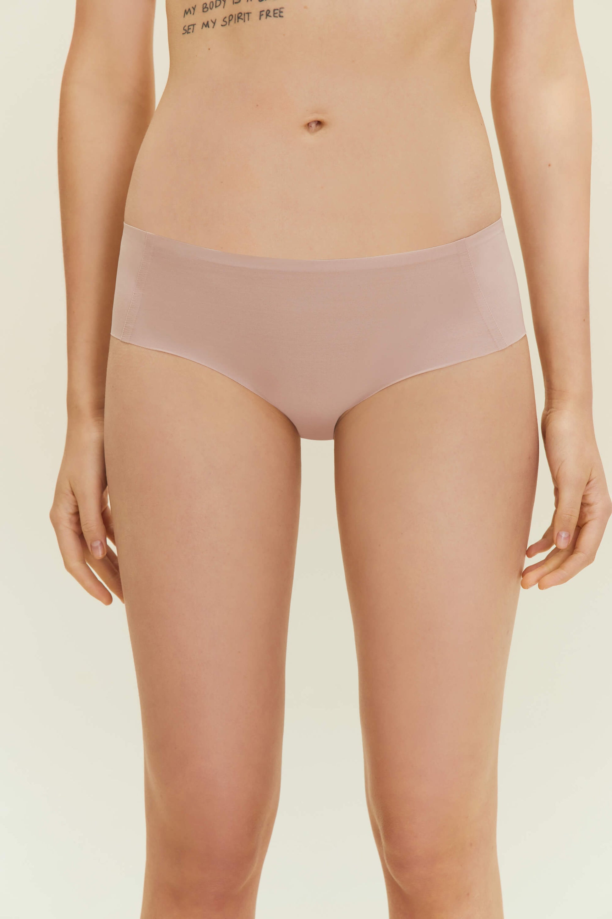 Woman wearing beige underwear