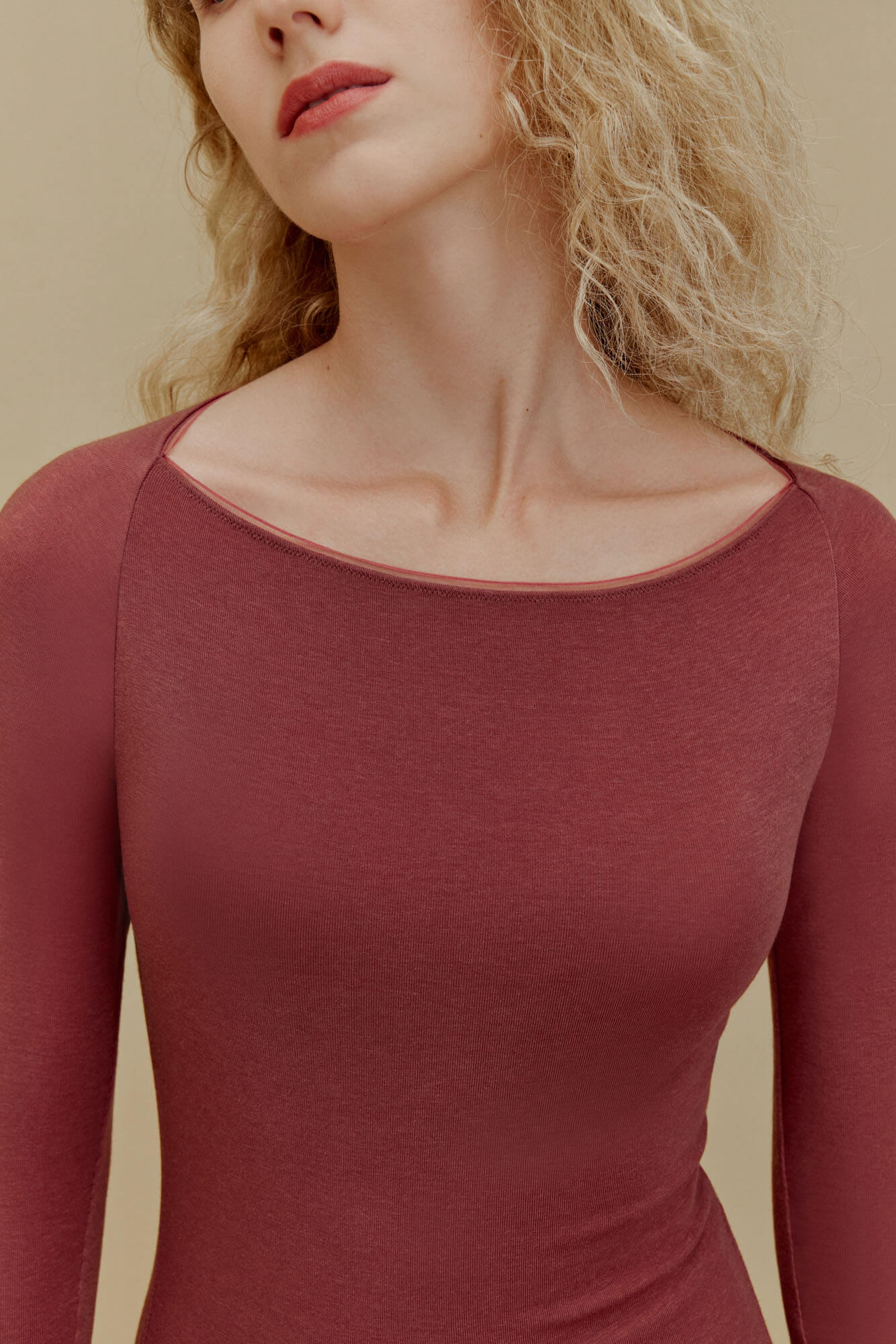 women in red Cashmere Thermal Underwear Top