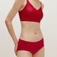 woman in a red bra and a red brief