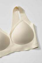 close up of a light yellow bra