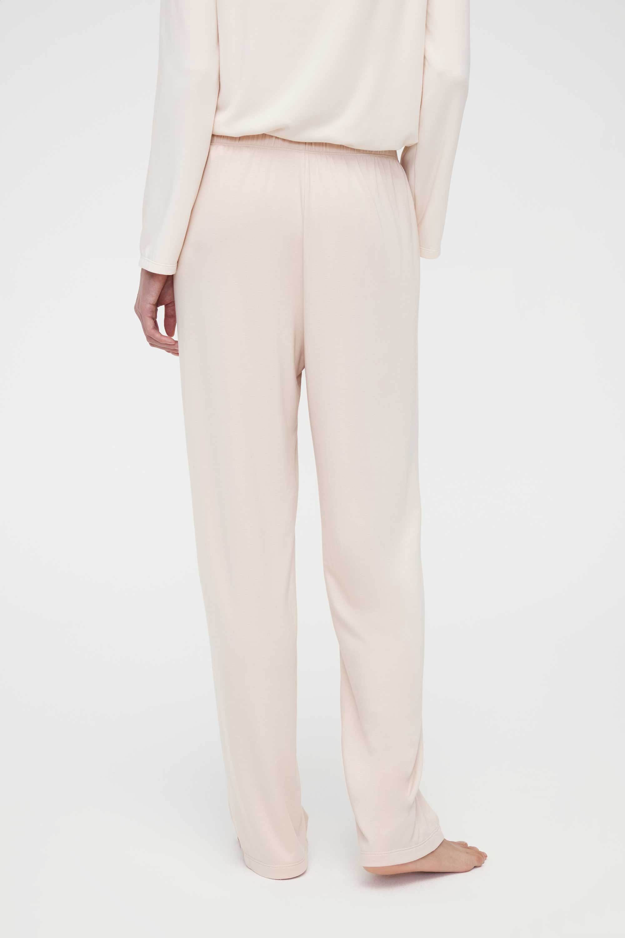 Back side of the cream pajama pants