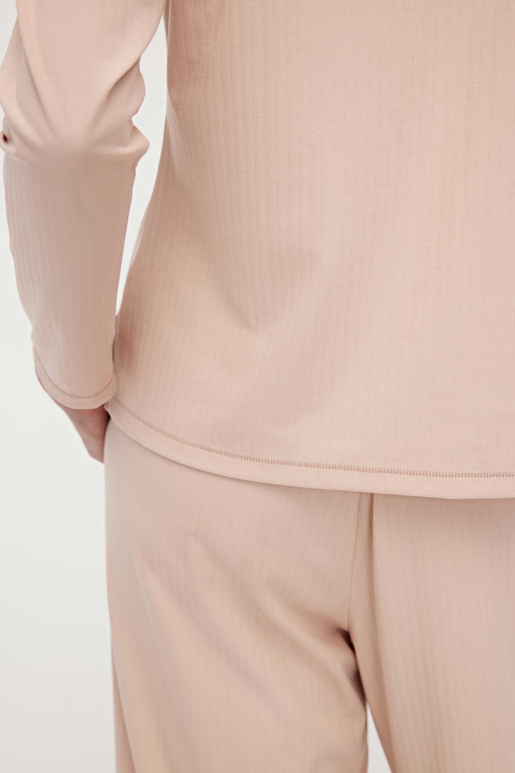 close up of the back of pink lounge top
