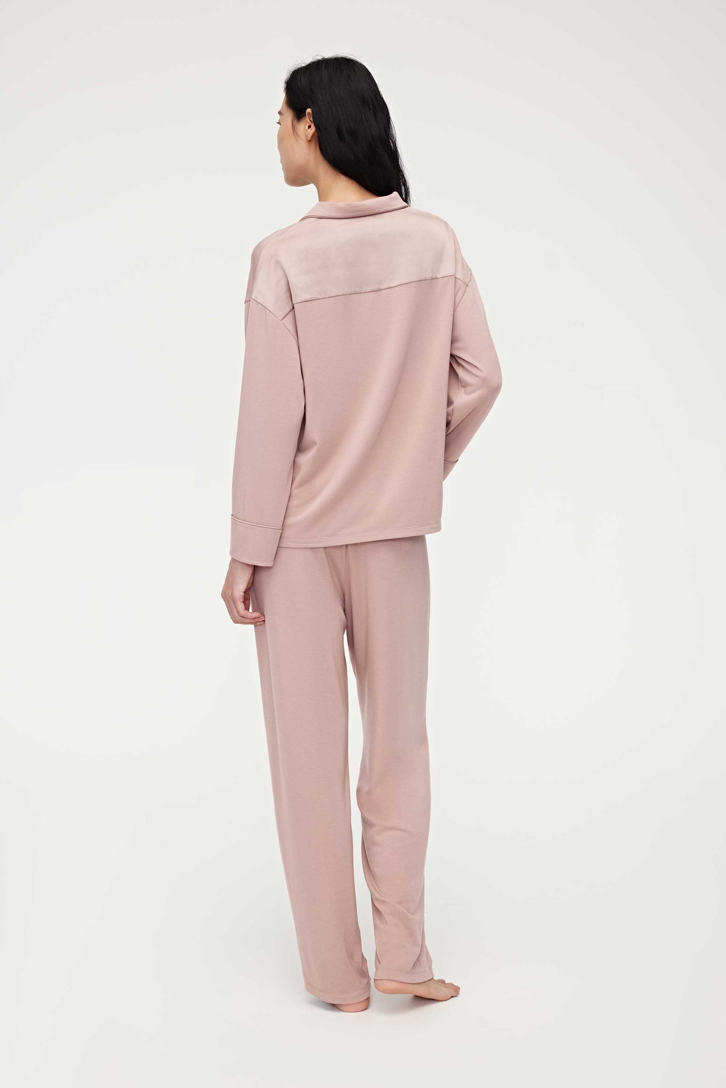 The back of pink pajama set