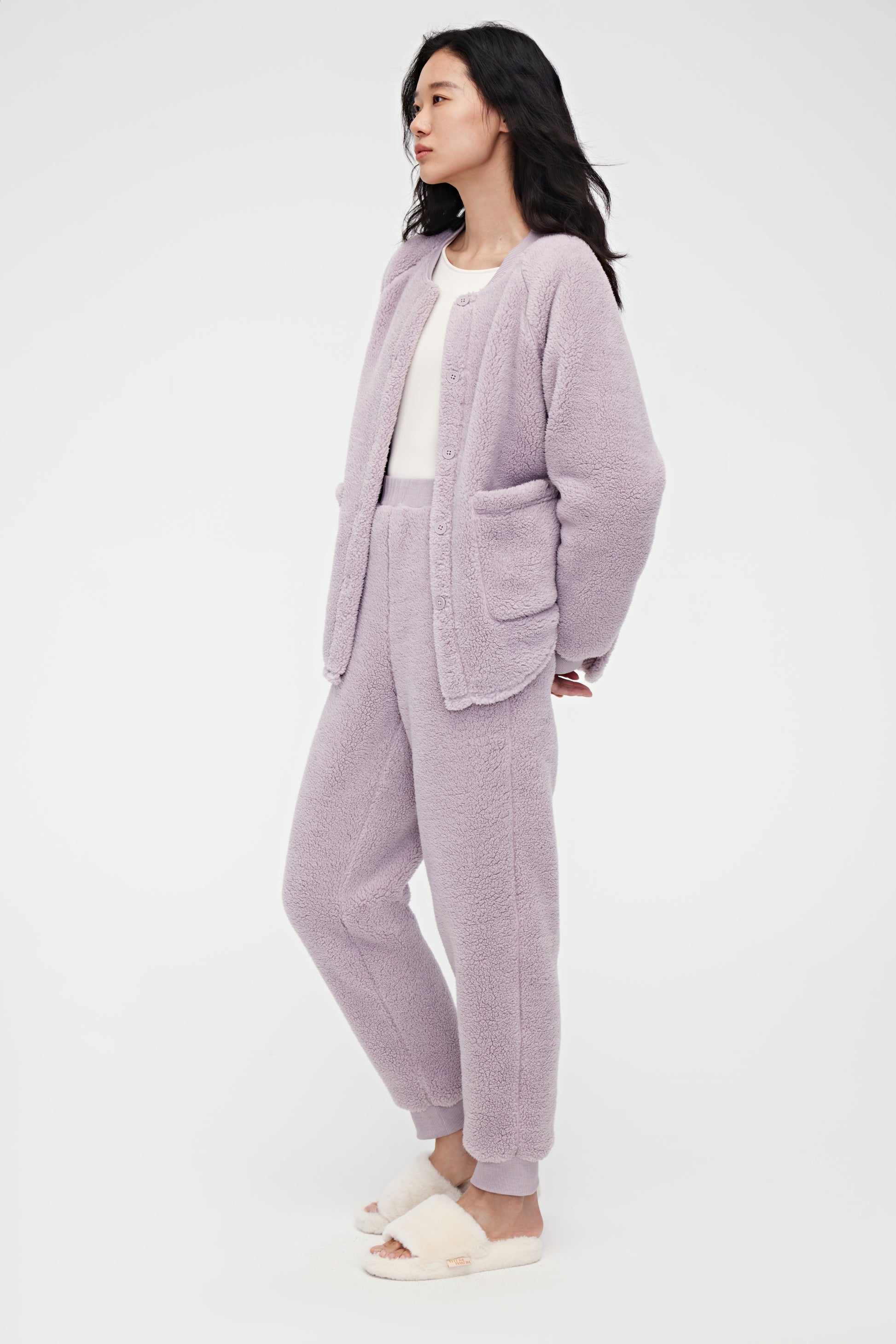 Rockia Fuzzy Sherpa Fleece Pajamas Set for Women Winter Long Sleeve Plush  Hoodies 2 Piece Sleepwear Loungewear Sleepwear Wine at  Women's  Clothing store
