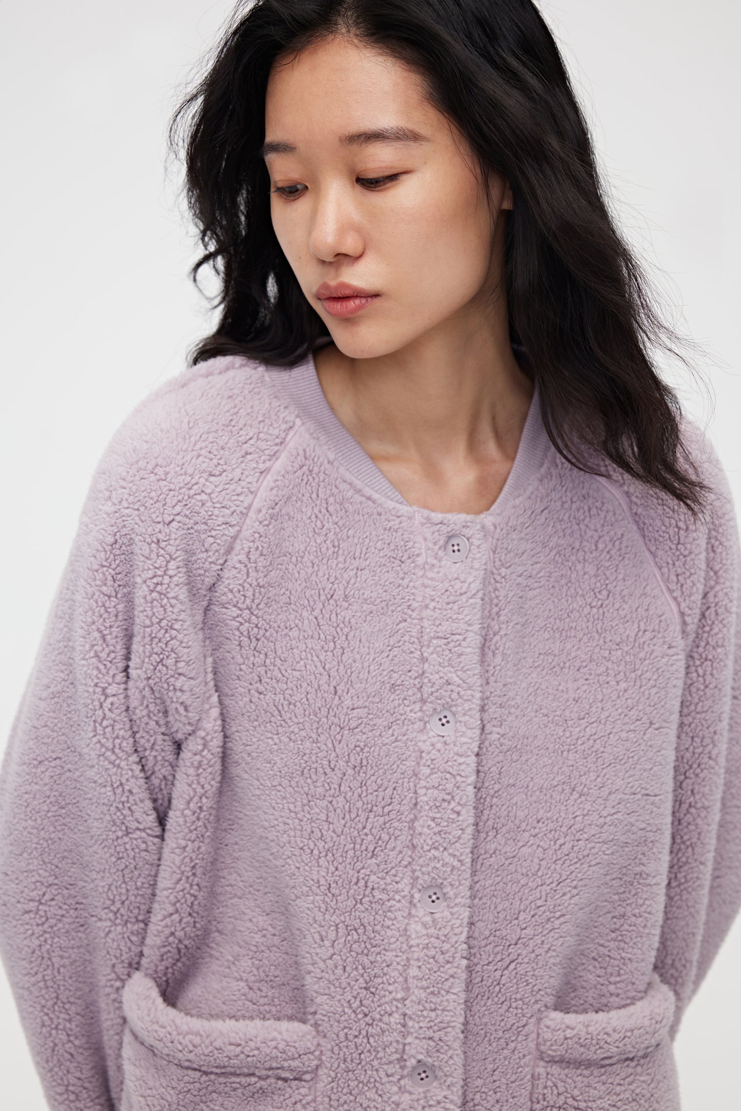 Front view of purple Fleece Pajama Top