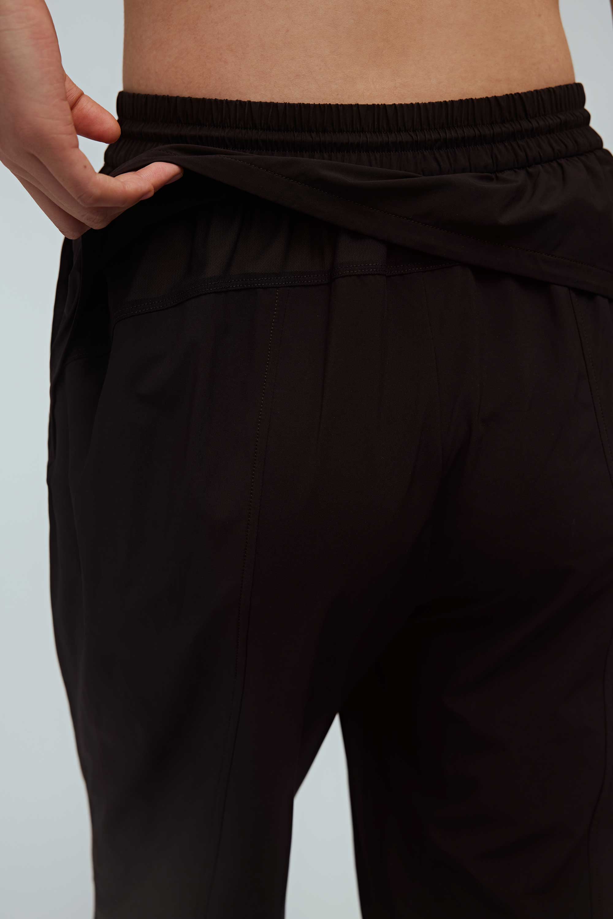 detail shot of brown joggers
