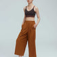 woman in brown culottes