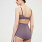 back of purple bra and high waist brief
