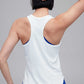 back of woman in white tank