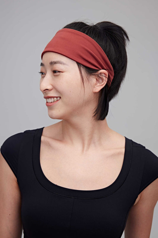 Woman wearing red headband