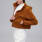 woman in brown jacket