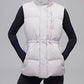 woman in grey down vest