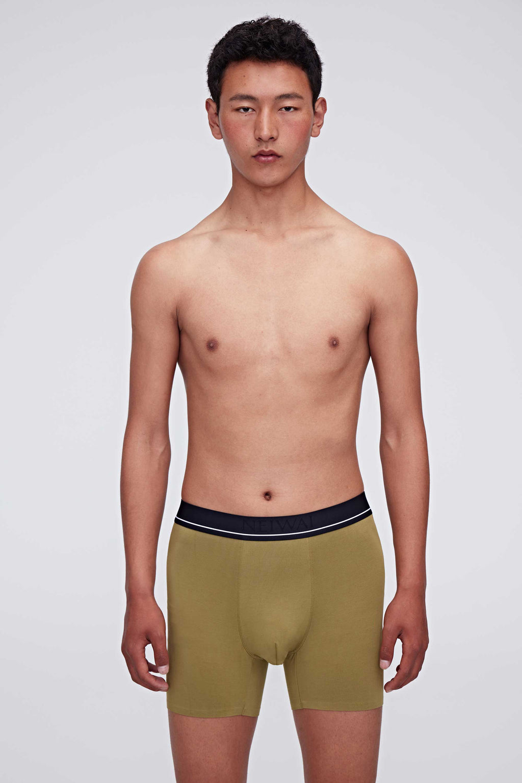 man in green brief