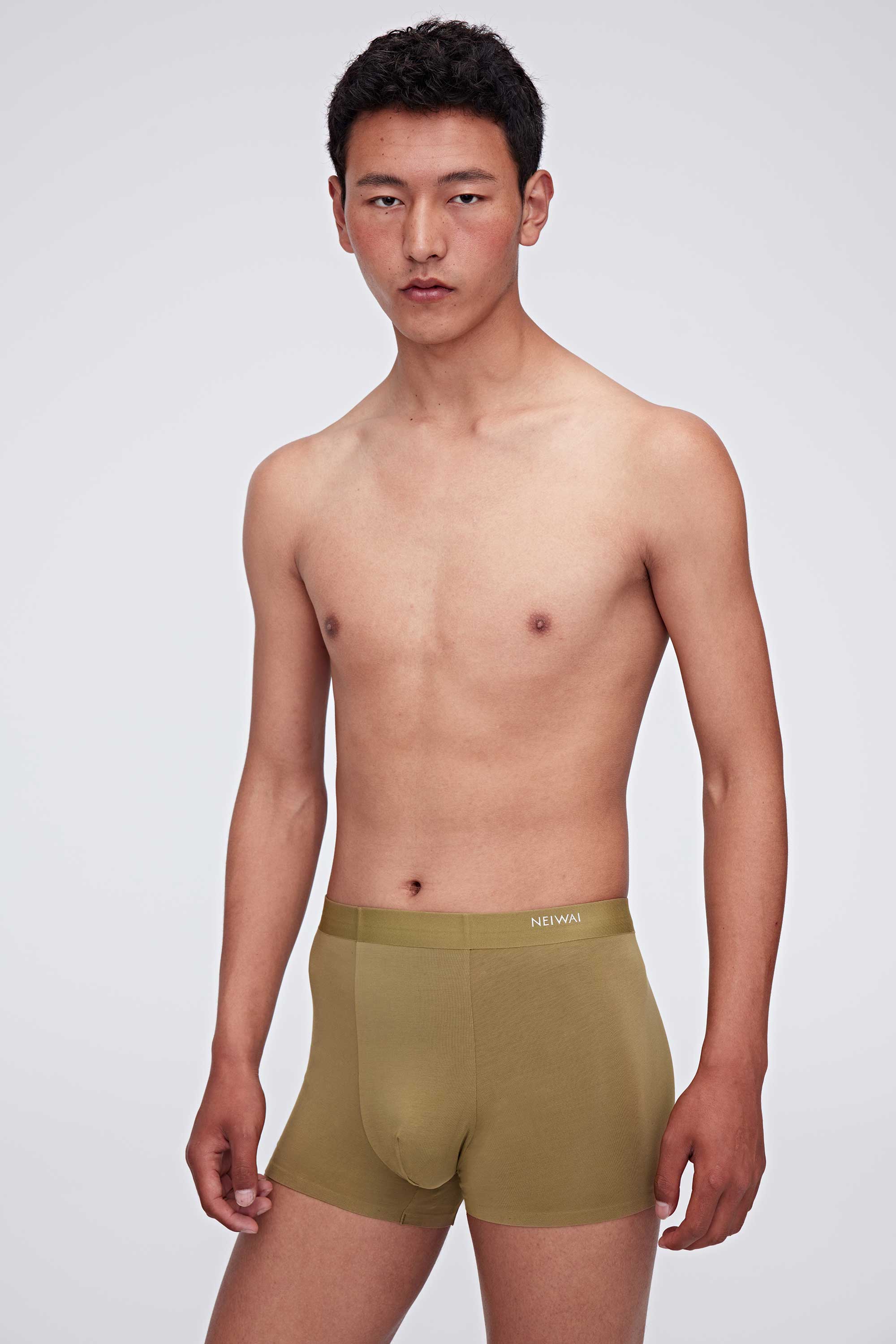 man in green brief
