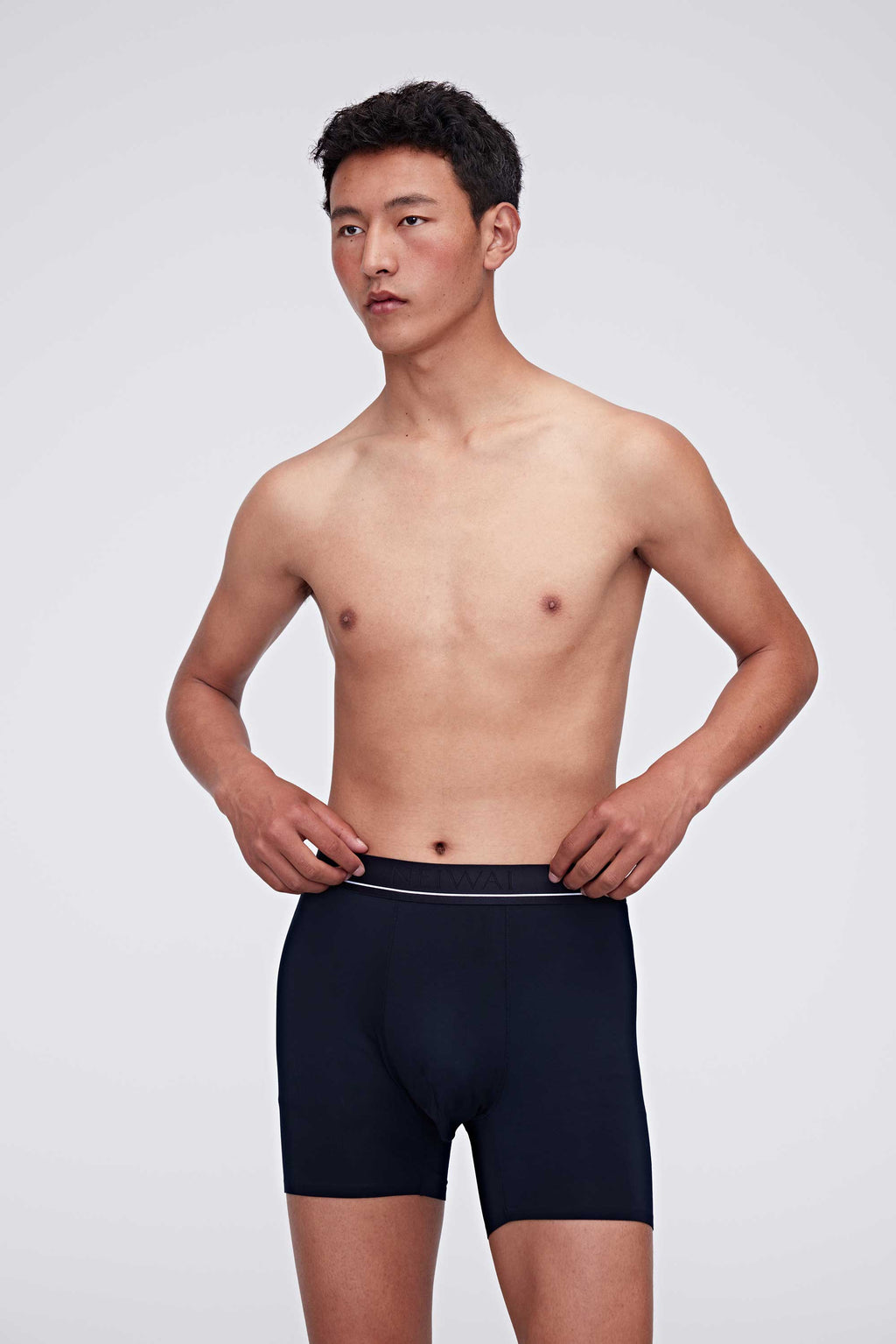 man in blue brief