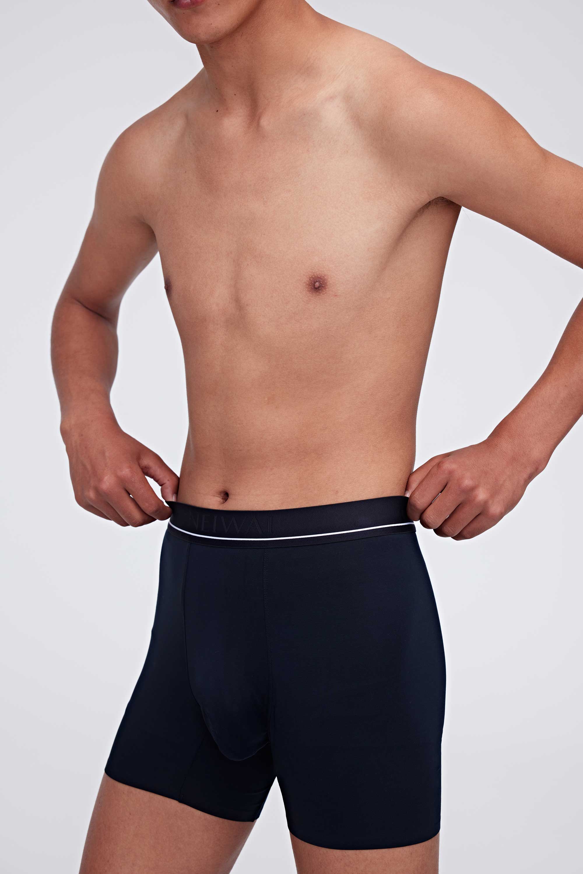 man in blue brief